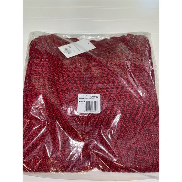 Women's Apt. 9 Mitered-Front Boatneck Top in Red Marl Lurex Size Small $40.00 - Picture 2 of 6